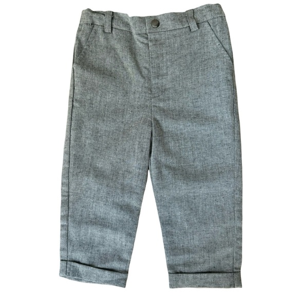 NWT MINICLASIX 2 Piece Woven Striped Shirt and Pant Set Sage Grey Size 12M - Picture 10 of 16